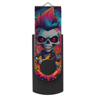 Rocker Skull with Mohawk Flash Drive
