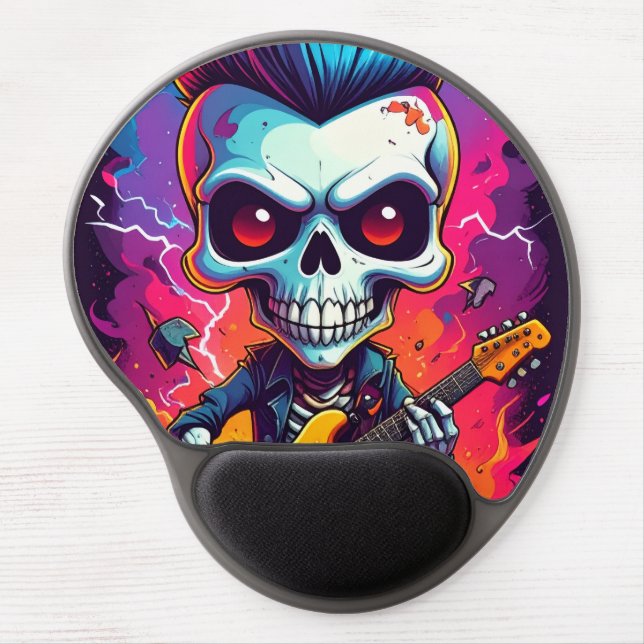 Rocker Skull with Mohawk Gel Mouse Pad (Front)