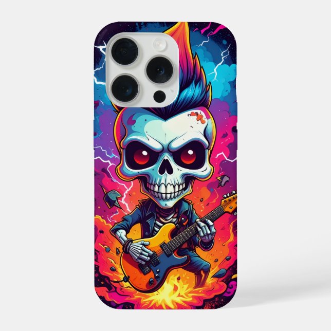 Rocker Skull with Mohawk iPhone Case (Back)