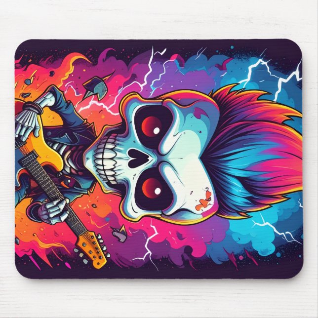 Rocker Skull with Mohawk Mouse Pad (Front)