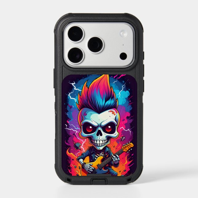 Rocker Skull with Mohawk Otterbox iPhone Case (Back)
