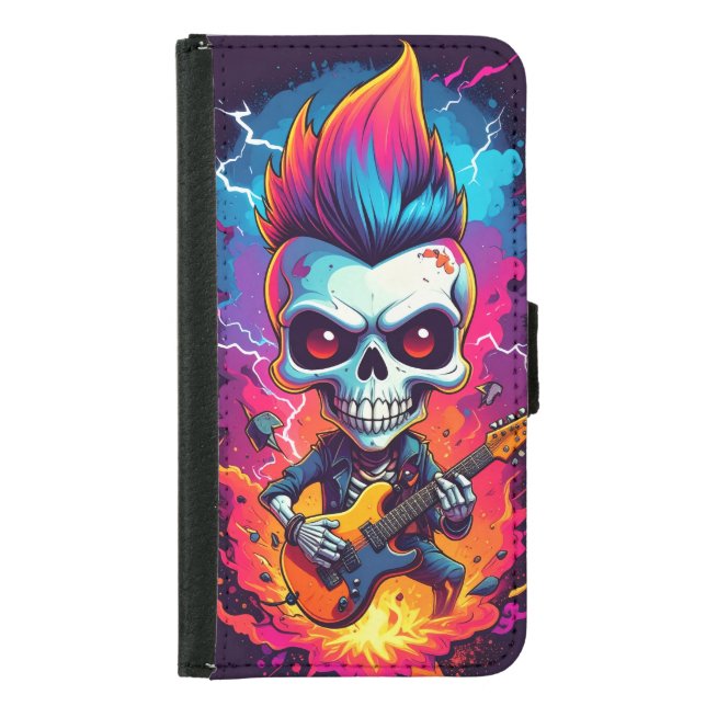 Rocker Skull with Mohawk Samsung Galaxy Wallet Case (Front)