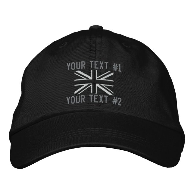 Rocker Union Jack Flag England Swag Embroidery Embroidered Baseball Hat (Front)