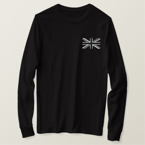 Rocker Union Jack Flag England Swag Embroidery Embroidered Long Sleeve T_Shirt