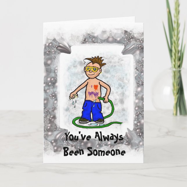 Rocker Washing Off Tattoos Birthday Card (Front)
