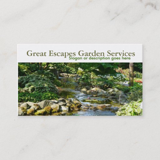 Customizable Rockery Water Garden Business Card Template