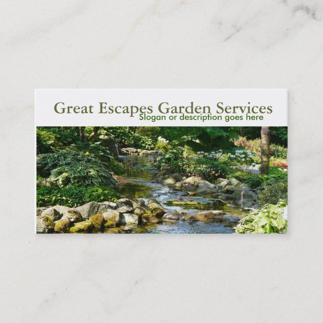 Rockery Water Garden Business Card Template (Front)
