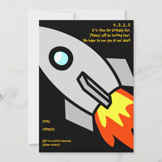 rocket, 4...3...2...1!It is time for birthday f... Invitation (Front)