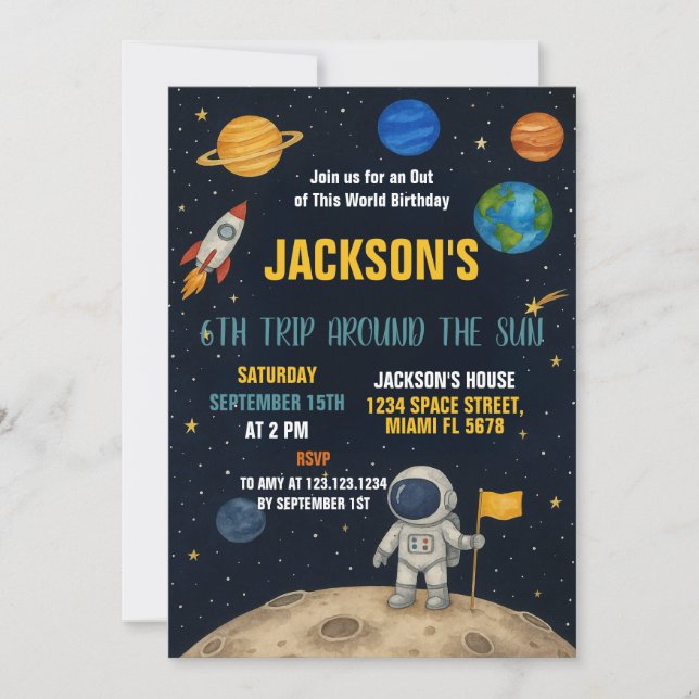 Rocket Adventure Birthday Invitation (Front)