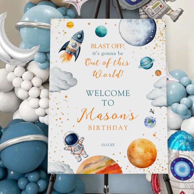 Rocket & Astronaut Space Birthday Sign (Creator Uploaded)