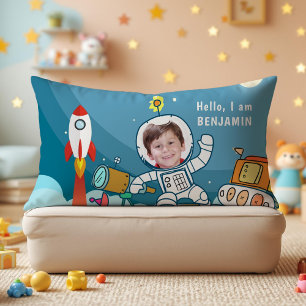 Rocket Astronaut Space Suit Custom Photo Kids Room Lumbar Pillow