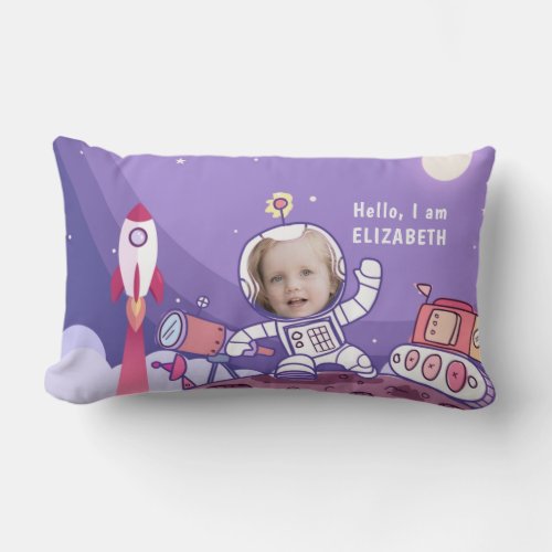 Rocket Astronaut Space Suit Custom Photo Kids Room Lumbar Pillow