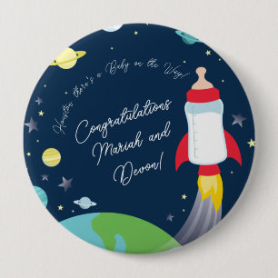 Rocket Baby Shower Bottle Spaceship Outer Space Button