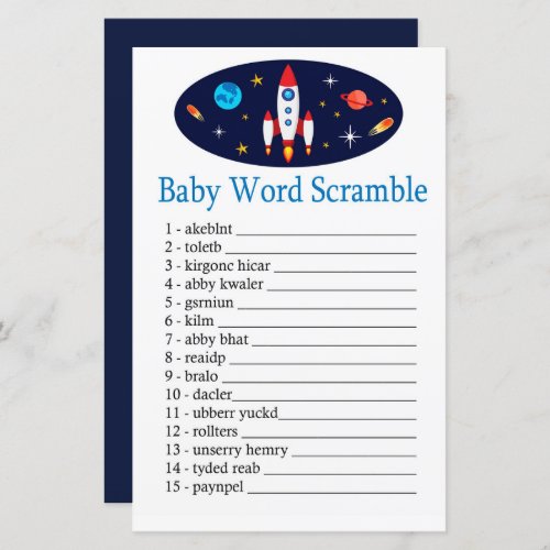 Rocket Baby word scramble game