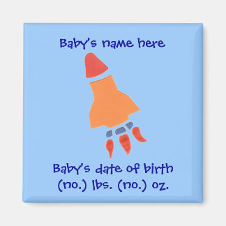 Rocket birth announcement keepsake magnet