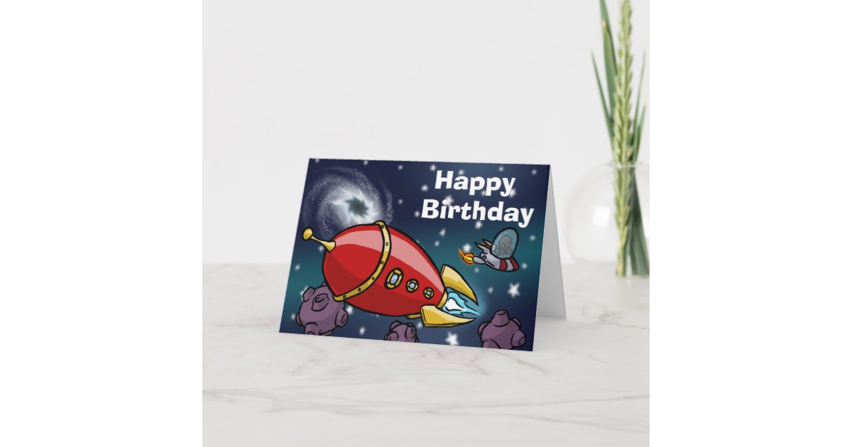 Rocket Birthday Card Zazzle 5130