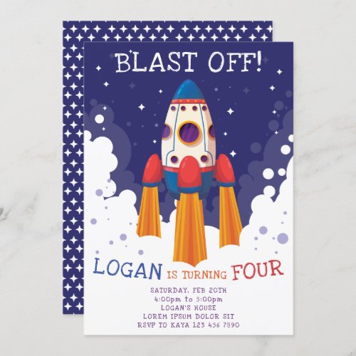 Rocket Birthday Invitation