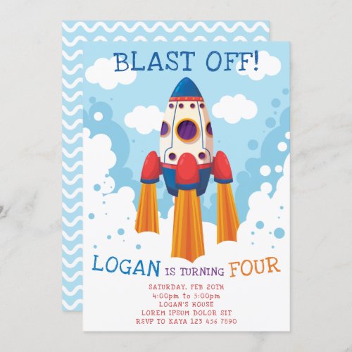 Rocket Birthday Invitation