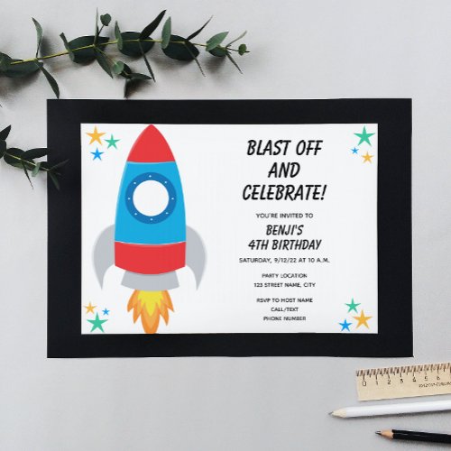 Rocket Birthday Invitation