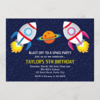 Rocket Birthday Invitations (Outer Space)