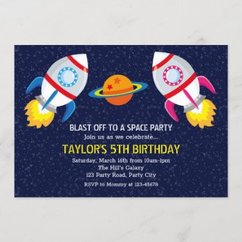 Rocket Birthday Invitations (outer Space) by CallaChic at Zazzle