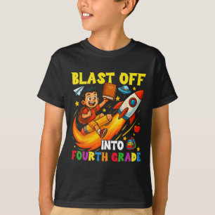 Rocket Blast Off Into Fourth Grade Funny Back To S T-Shirt