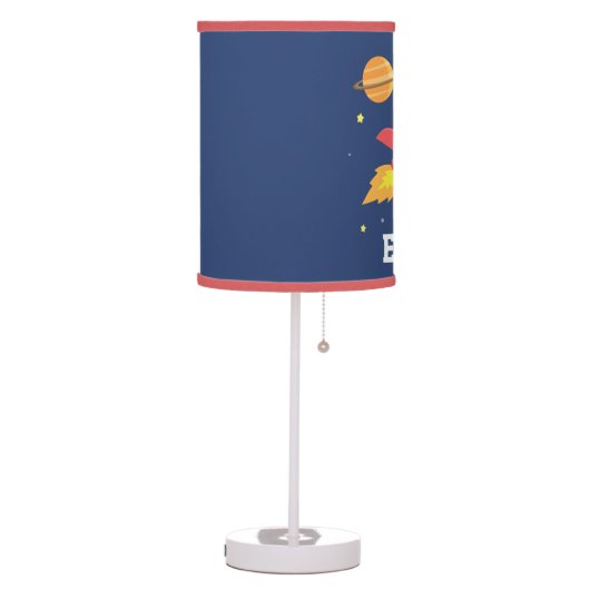 Rocket Blast Off Outer Space, Kids Personalized Table Lamp (Left)
