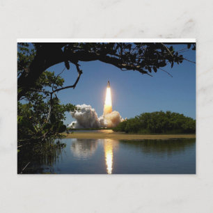 Rocket Blasting off into Space Postcard