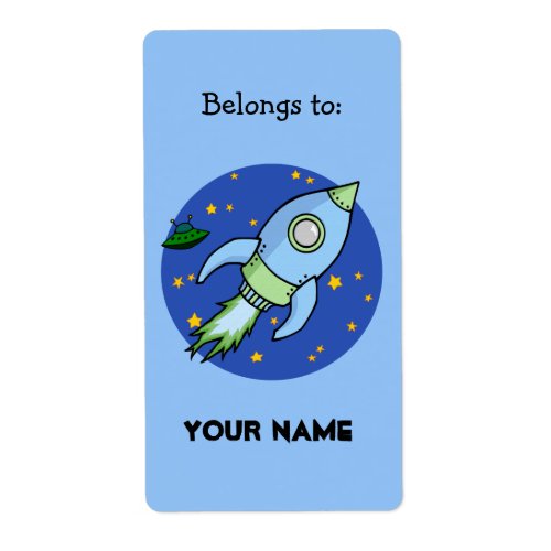 Rocket blue green Bookplate Label