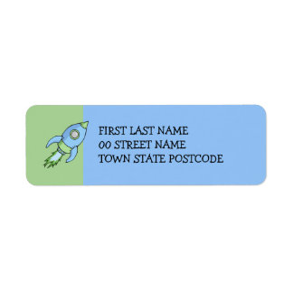 Rocket blue green Return Address Label
