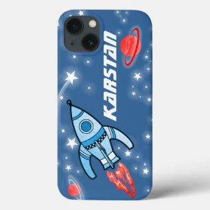 Rocket blue red name tough iphone space case