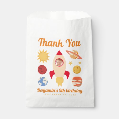 Rocket Boy Photo Birthday Outer Space Planets Favor Bag