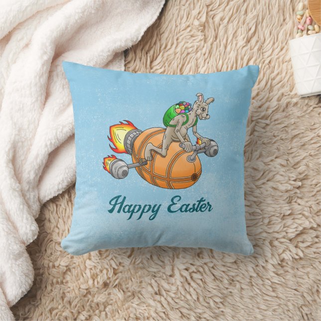 Rocket Bunny Throw Pillow (Blanket)