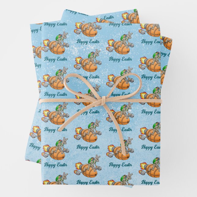 Rocket Bunny Wrapping Paper Sheets (In situ)