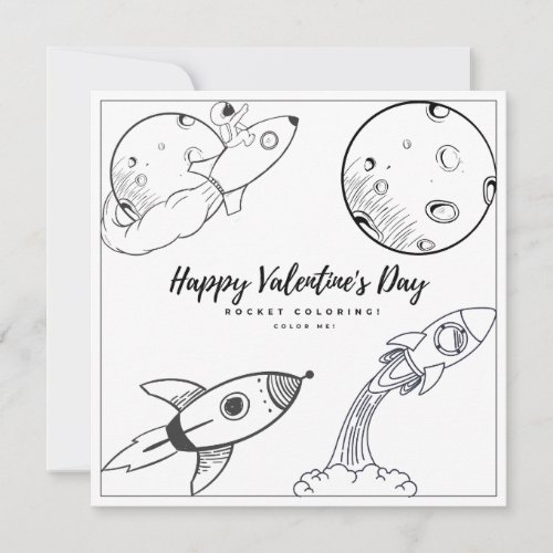 Rocket Coloring Page Kids Boy Card Valentines Day