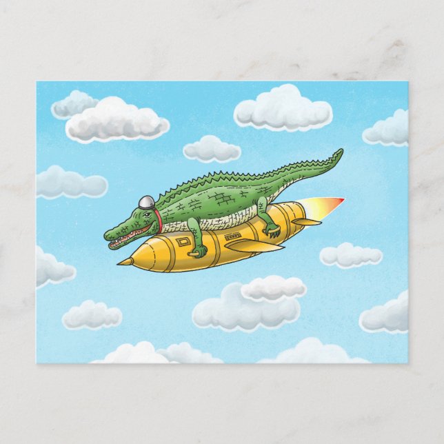 Rocket Croc Holiday Postcard (Front)
