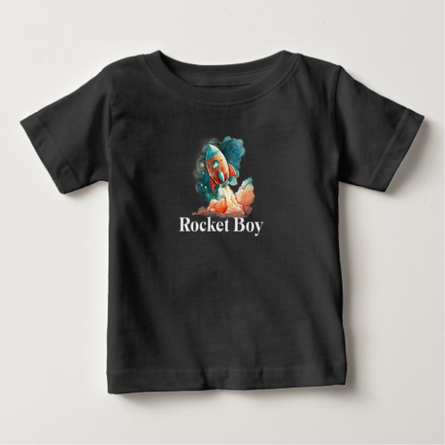 Rocket Cute Design To Moon and Stars Night sky Baby T_Shirt