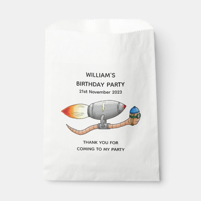 Rocket Earthworm Favor Bag (Front)