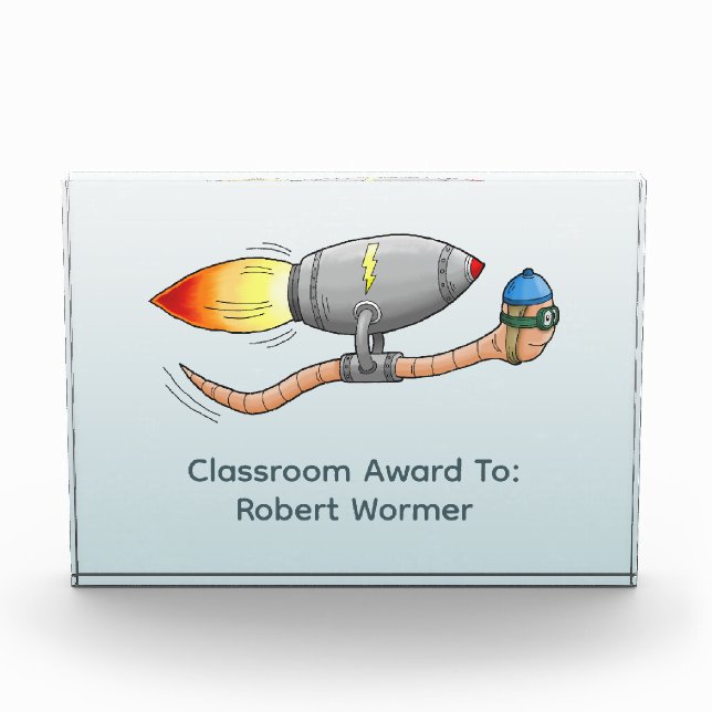 Rocket Earthworm Jetpack Ride Acrylic Award (Front)