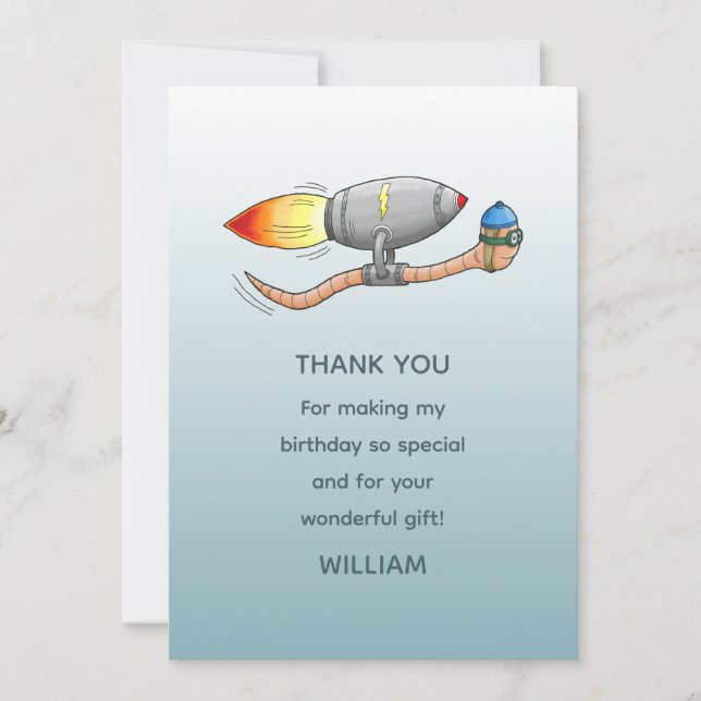 Rocket Earthworm Thank You Card (Front)