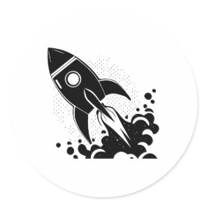 Rocket Essence in Black and White Classic Round Sticker