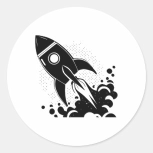 Rocket Essence in Black and White Classic Round Sticker
