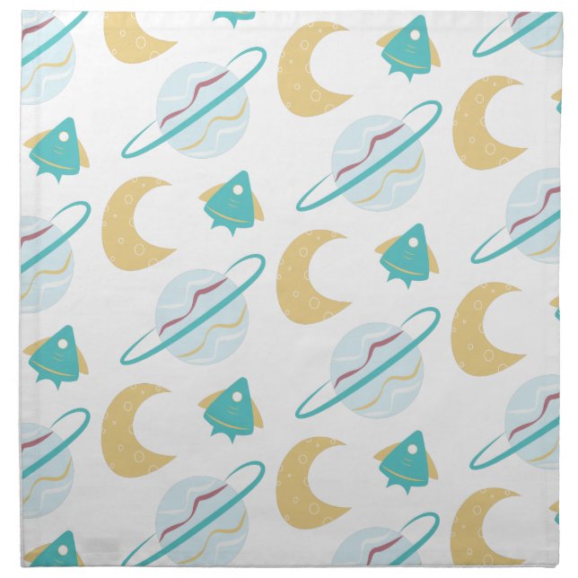 Rocket Fish Space Theme Cloth Napkin (Front)