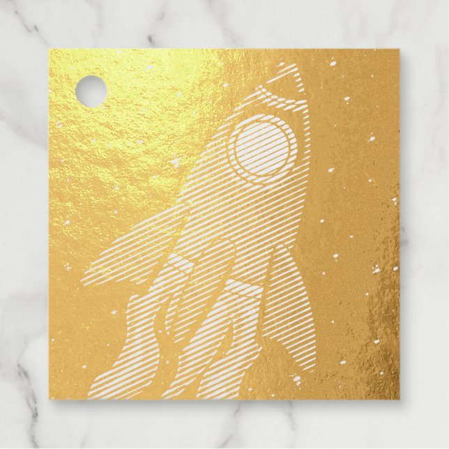 Rocket   foil favor tags (Front)