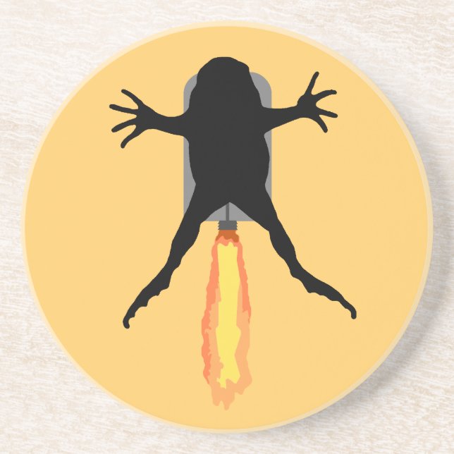 Rocket Frog Sandstone Coaster (Front)