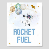 Rocket Fuel Astronaut Blue Gold Space Birthday Poster