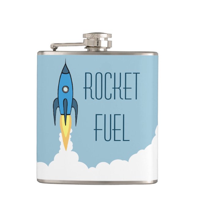 Rocket Fuel Funny Alcohol Drunk Humor Quote Hip Flask (Front)