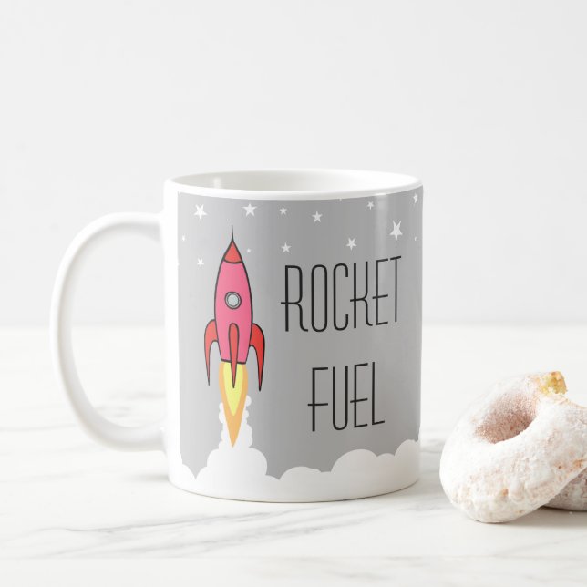Rocket Fuel Funny Motivational Caffeine Java Humor Coffee Mug (With Donut)