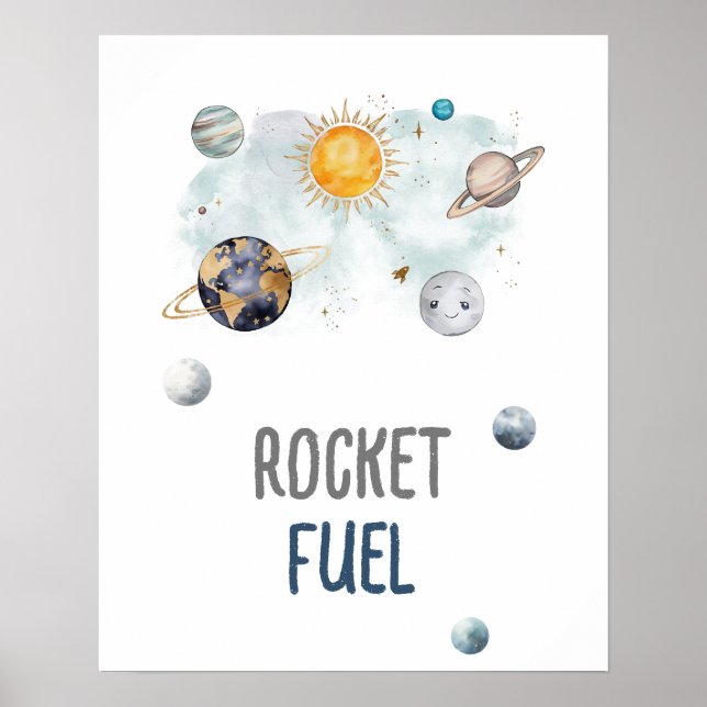 Rocket Fuel Galaxy Outer Space Birthday Baby Boy Poster (Front)
