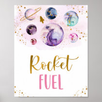 Rocket Fuel Galaxy Pink Gold Space Birthday Poster